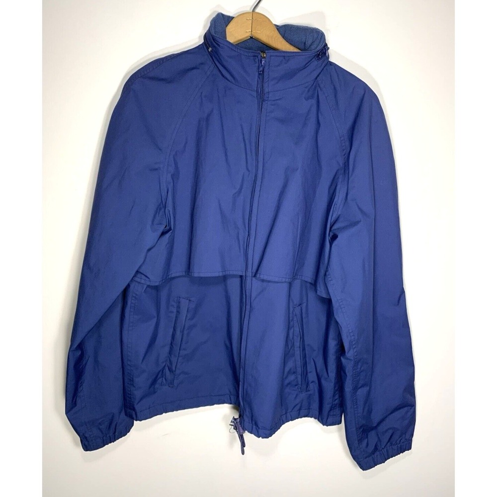 Eddie Bauer Gore Tex Windbreaker Jacket Mens M Blue Hood Vintage Hiking